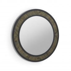 Home Origins Bosco Fumed Oak Circular Wall Mirror- front angle shot