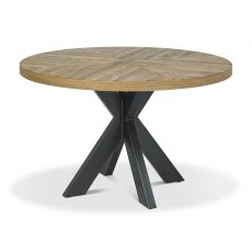 Home Origins Bosco Rustic Oak 4 Seat Circular Dining Table- front angle shot