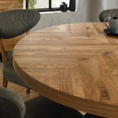 Home Origins Bosco Rustic Oak 4 Seat Circular Dining Table- feature top