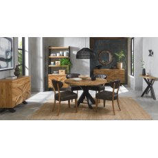 Home Origins Bosco Rustic Oak 4 Seat Circular Dining Table- ellipse old west vintage