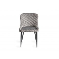 Home Origins Cezanne upholstered dining chair with sand black powder coated legs- grey velvet fabric- front on