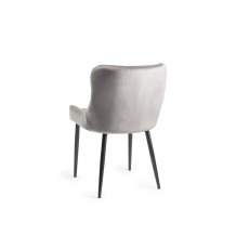 Home Origins Cezanne upholstered dining chair with sand black powder coated legs- grey velvet fabric- back angle shot
