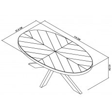 Home Origins Bosco Rustic Oak Coffee Table- line drawing