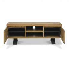 Home Origins Bosco Rustic Oak Entertainment Unit- open cabinets