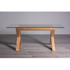 Goya Light Oak Clear Tempered Glass 6 Seater Dining Table