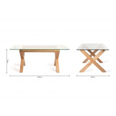 Goya Light Oak Clear Tempered Glass 6 Seater Dining Table