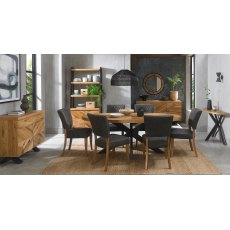Home Origins Bosco Rustic Oak Sofa Table- 6 seater table and Constable dark grey fabric