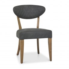 Home Origins Bosco Rustic Oak Upholstered Chair- Dark Grey Fabric- front angle shot