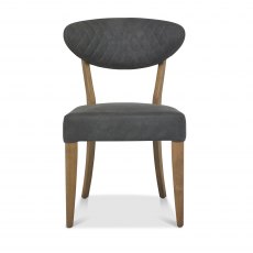 Home Origins Bosco Rustic Oak Upholstered Chair- Dark Grey Fabric- front on