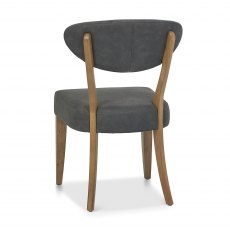 Home Origins Bosco Rustic Oak Upholstered Chair- Dark Grey Fabric- back angle shot
