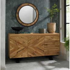 Home Origins Bosco Rustic Oak Wall Mirror- feature with sideboard