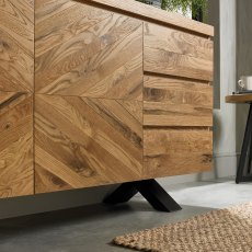 Home Origins Bosco Rustic Oak Wide Sideboard- feature legs