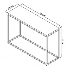 Home Origins Degas Zinc & Dark Grey Console Table - line drawing