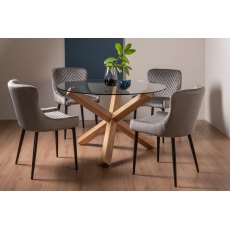 Goya Light Oak Clear Tempered Glass 4 Seater Dining Table