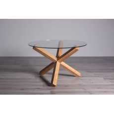 Goya Light Oak Clear Tempered Glass 4 Seater Dining Table
