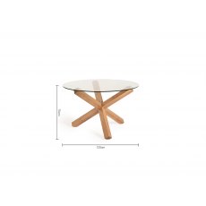 Goya Light Oak Clear Tempered Glass 4 Seater Dining Table