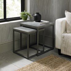 Home Origins Degas Zinc & Dark Grey Nest of Lamp Tables - feature