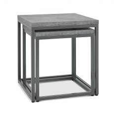 Home Origins Degas Zinc & Dark Grey Nest of Lamp Tables - front angle shot