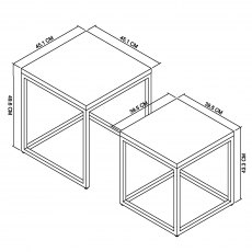 Home Origins Degas Zinc & Dark Grey Nest of Lamp Tables - line drawing