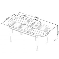 Home Origins Monet Silver Grey 4-6 Seat Extending Dining Table- line drawing