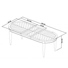 Home Origins Monet Silver Grey 6-8 Seat Extending Dining Table- line drawing