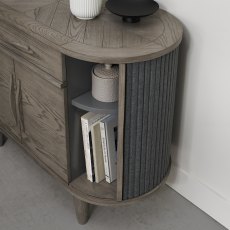 Home Origins Monet Silver Grey Narrow Sideboard- tambour door