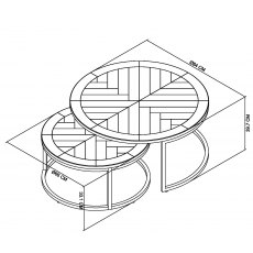 Home Origins Monet Silver Grey Nest of Coffee Table- line drawing