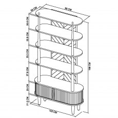 Home Origins Monet Silver Grey Open Display Unit- line drawing