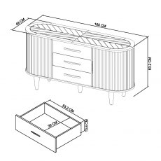 Home Origins Monet Silver Grey Wide Sideboard- line drawing