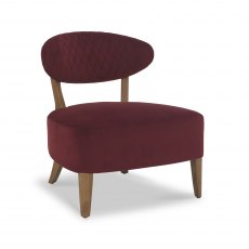 Home Origins Bosco Rustic Oak Casual Chair- Crimson Velvet Fabric- front angle
