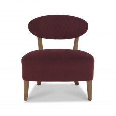 Home Origins Bosco Rustic Oak Casual Chair- Crimson Velvet Fabric- front on