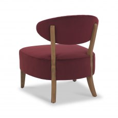 Home Origins Bosco Rustic Oak Casual Chair- Crimson Velvet Fabric- back