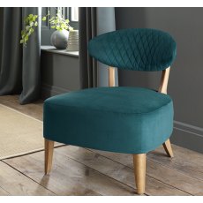 Home Origins Bosco Rustic Oak Casual Chair- Sea Green Velvet Fabric- feature