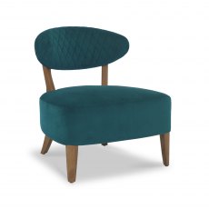 Home Origins Bosco Rustic Oak Casual Chair- Sea Green Velvet Fabric- front angle
