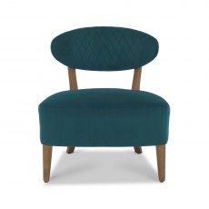 Home Origins Bosco Rustic Oak Casual Chair- Sea Green Velvet Fabric- front on
