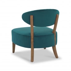 Home Origins Bosco Rustic Oak Casual Chair- Sea Green Velvet Fabric- back