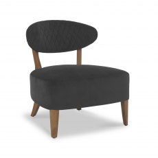 Home Origins Bosco Rustic Oak Casual Chair- Gun Metal Velvet Fabric- front angle