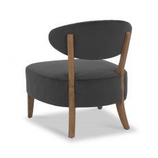 Home Origins Bosco Rustic Oak Casual Chair- Gun Metal Velvet Fabric- back