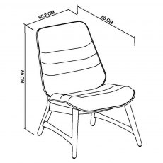 Home Origins Tuxen Weathered Oak Casual Chair- Old West Vintage Fabric- line drawing