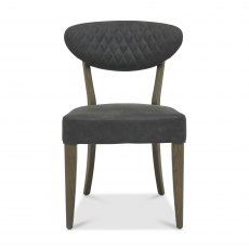Home Origins Bosco Fumed Oak 6 Seater Dining Table & 6 Bosco Fumed Oak Upholstered Chairs- Dark Grey Fabric- chair front