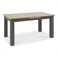 Home Origins Hopper Dark Grey & Scandi Oak 4-6 Seater Dining Table & 4 Hopper Dark Grey Chairs-  Dark Grey Bonded Leather- ta
