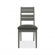 Home Origins Hopper Dark Grey & Scandi Oak 4-6 Seater Dining Table & 4 Hopper Dark Grey Chairs-  Dark Grey Bonded Leather- ch