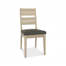 Home Origins Hopper Dark Grey & Scandi Oak 4-6 Seater Dining Table & 4 Hopper Scandi Oak Chairs-  Dark Grey Bonded Leather- c