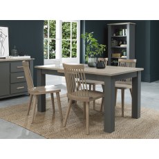 Home Origins Hopper Dark Grey & Scandi Oak 4-6 Seater Dining Table & 4 Johansen Spindle Chairs- Scandi Oak- lifestyle