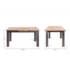 Home Origins Hopper Dark Grey & Scandi Oak 4-6 Seater Dining Table & 4 Johansen Spindle Chairs- Scandi Oak- table line drawin