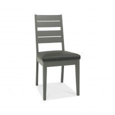 Home Origins Hopper Dark Grey & Scandi Oak 6-8 Seater Dining Table & 6 Hopper Dark Grey Chairs-  Dark Grey Bonded Leather- ch