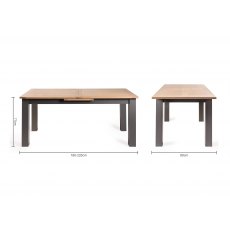 Home Origins Hopper Dark Grey & Scandi Oak 6-8 Seater Dining Table & 6 Johansen Spindle Chairs- Scandi Oak- table line drawin