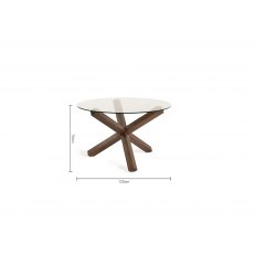 Home Origins Goya Dark Oak Circular Glass Table & 4 Blake Dark Oak Low Back Upholstered Chairs- Pebble Grey Fabric- table lin