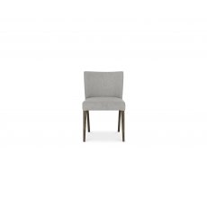 Home Origins Goya Dark Oak Circular Glass Table & 4 Blake Dark Oak Low Back Upholstered Chairs- Pebble Grey Fabric- chair fro