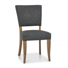 Home Origins Constable Rustic Oak Upholstered Chair- Dark Grey Fabric- front angle shot